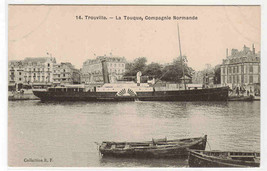 La Touque Steamer Port Compagnie Normande France postcard - £4.65 GBP