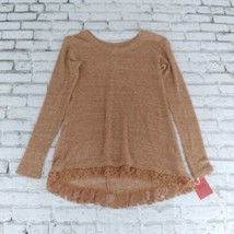 Mossimo Sweater Womens Small Brown Lace Trim Long Sleeve Lightweight Ope... - £15.46 GBP