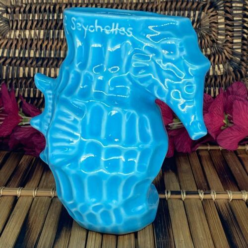 Trader Vic&#39;s Seychelles Blue Seahorse Tiki Mug Nautical BRAND NEW - $52.59