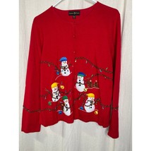 2000s Cinnamon &amp; Cinder Red Snowman Christmas Rainbow Kidcore Beaded Car... - $28.00