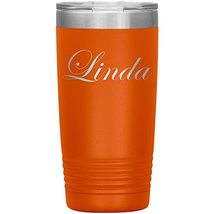 Linda - 20oz Insulated Tumbler Personalized Name - Orange - £25.16 GBP
