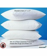 4 Deluxe Zippered Vinyl Pillow Covers Protects Against Bed Bugs Sanitary... - $17.58 CAD