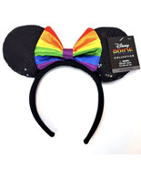 Mouse Ears Headband Disney Pride Collection Rainbow Bow Black Sequins - £15.04 GBP