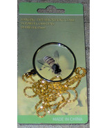 rOund Magnifying Glass Pendant magnifier GOLD color Necklace Chain 5 pow... - $58.02 CAD