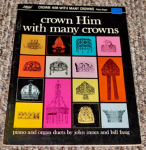 RARE! Crown Him With Many Crowns Piano Organ Duets Song Book Sheet Music 1974 - £15.58 GBP