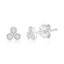 Sterling Silver, Triple Cluster of Diamond Studs - (24 Stones) - £81.50 GBP