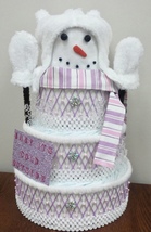 Snowman Diaper Cake Baby It&#39;s Cold Outside Winter Baby Shower Centerpiece Gift - £92.49 GBP