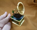 M336-B miniature Green bronze + enamel GRAMOPHONE trinket box music themed - $28.97