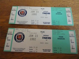 2 Vtg 6-23-1992 Detroit Tigers Vs Red Sox UN-USED Tickets Mlb Tiger Stadium - £22.28 GBP