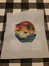 Completed Beach Island Sunset Finished Cross Stitch - £4.70 GBP
