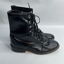 Laredo Vintage Black Leather Lace Up Kiltie/ Western Booties Women’s Size 8 - £38.71 GBP