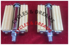1/2&quot; PEDALS CUSTOM MADE WOOD/CHRIOME W/ORANGE REFLECTOR, LOWRIDER NEW GE... - £54.75 GBP
