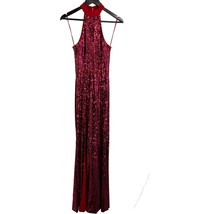 Dress the Population Red Sequin Halter Maxi XS New - £75.01 GBP