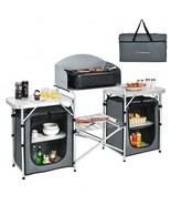 Folding Camping Table with Storage Organizer-Gray - Color: Gray - €143,71 EUR