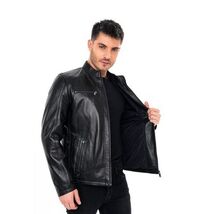 Vinci The Falcon Black Smooth Leather Men Jacket image 2