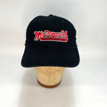 Mcdonald Wholesale Co Black Baseball Cap Hat Red Embroidery Buckle Strap Cotton - £15.53 GBP