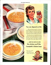 1942 Campbells chicken noodle  Soup pretty LadY Vintage Print Ad e7 - £19.22 GBP
