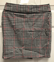 Banana Republic Pencil Mini Skirt, Black/White/Red Houndstooth Size P0 - £15.79 GBP