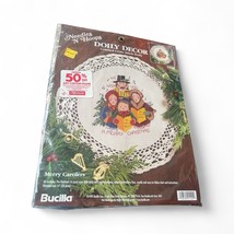 Bucilla Needles N Hoops Doily Decor Cross Stitch Doily Merry Carolers Do... - $9.00