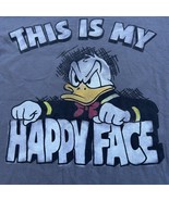 This Is My Happy Face Donald Duck Short Sleeve Blue T Shirt Medium Disney - $13.56 CAD