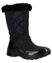 Easy Street Women Faux Fur Lined Boot Cuddle Size US 9.5M Black Waterproof Nylon - £34.30 GBP