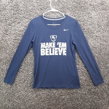 Nike Shirt Adult Medium Blue Crew Dri Fit Casual Make Em Believe Top Spell Out - £4.89 GBP
