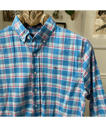 Vineyard Vines Plaid Button Down Dress Shirt Youth Blue Pink XL 18 - $27.97 CAD