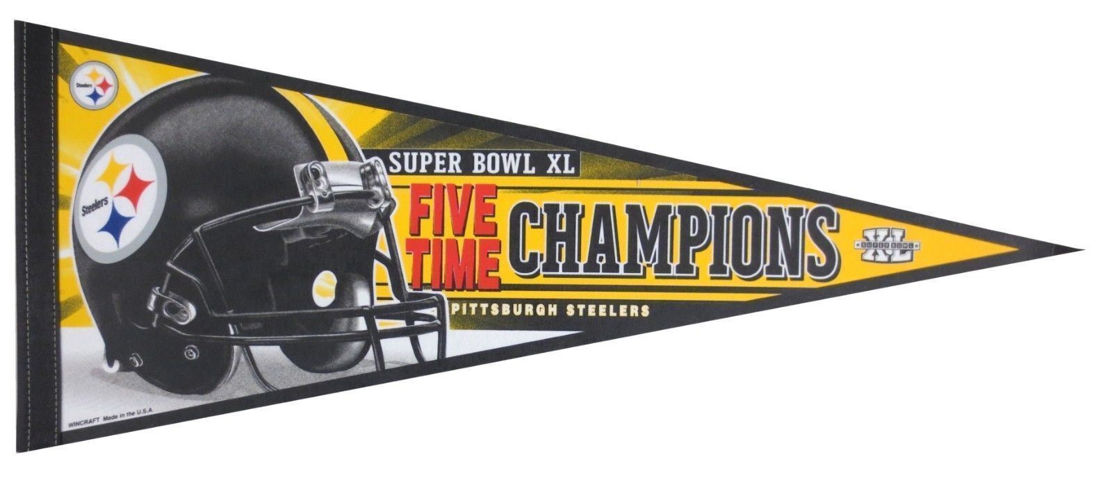 Wincraft NFL Pittsburgh Steelers 5 Time Super Bowl Champions Pennant 2006 - £7.64 GBP