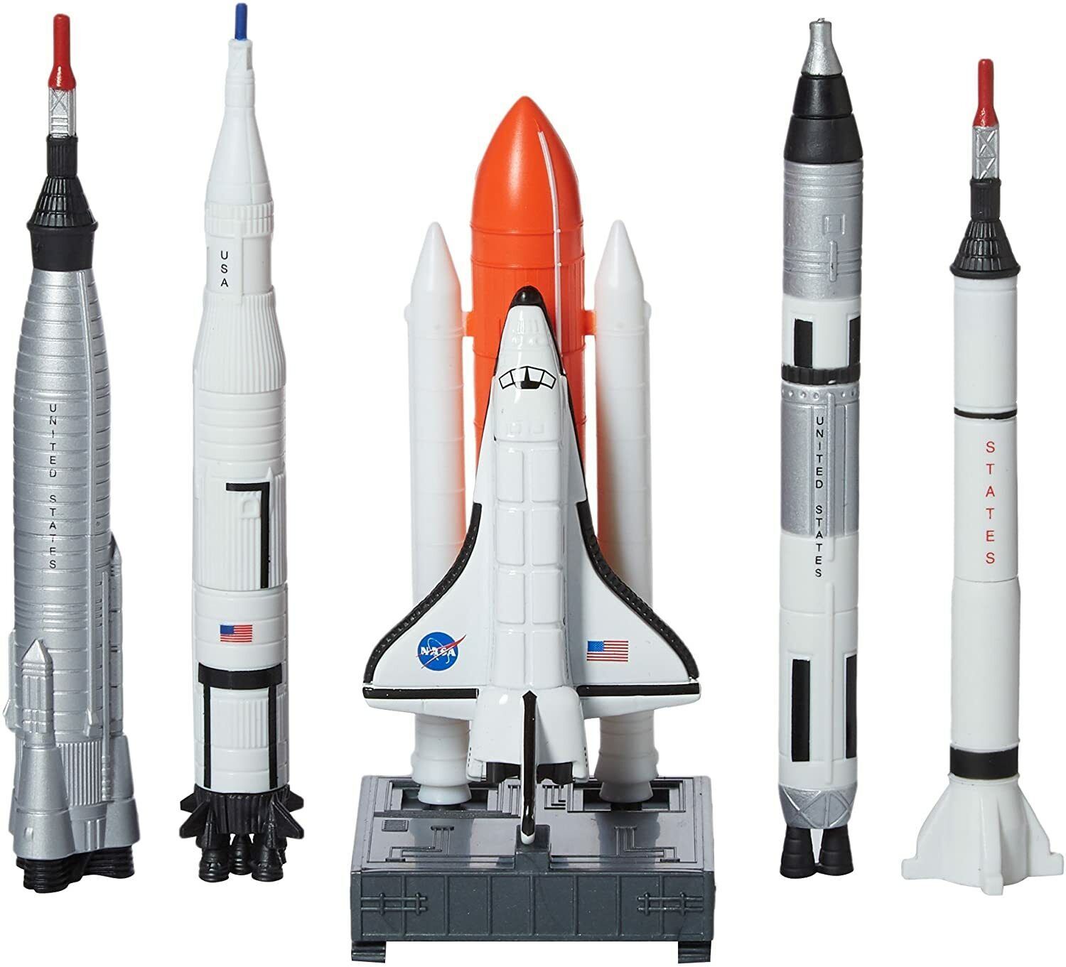5 Piece Space Shuttle and Rockets Pack Scale Diecast and Plastic Models ...