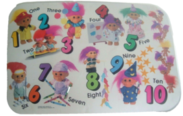 Vintage Trolls Placemat Colorful Russ Berrie Place Mat counting numbers retro - £15.76 GBP