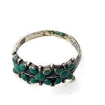 Vintage Signed Bell Post Trading Sterling Silver Turquoise Floral Ring sz 6 1/4 - £38.01 GBP