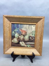 Vintage Fruit Bowl Of Pears Painting By Z. Bucci - 10”D - $49.50