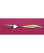 Norwegian Sterling Silver Pickle Fork vermeil feathered enameled yellow ... - $114.43 CAD