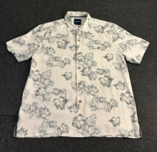 Tommy Bahama Shirt Men&#39;s Size Large White Hawaiian Floral Pattern 100% Silk - $24.69