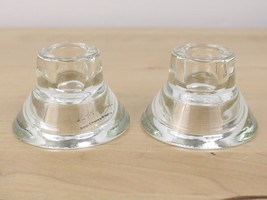 Lot of 2 IKEA Clear Glass 2 Way Candle Holders K&M Hagberg Taper Or Votive 3" - £19.77 GBP