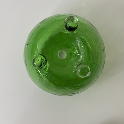 Plow & Hearth Indoor Green Crackle Glass Footed Fruit Fly Trap Art Glass Item image 7