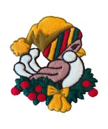 VTG Punch Needle Embroidery Christmas Bird Wreath Nest Applique Patch La... - $218.55 MXN