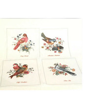 Wild Bird Fabric Quilt Blocks 4 Pre-Cut 8&quot; x 8&quot; Square Cotton Pale Blue Hue  - £11.02 GBP