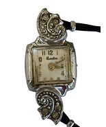 Vintage Rexton Ladies Cocktail Watch Art Deco Rhinestone 10K RGP Cord Ba... - $30.60