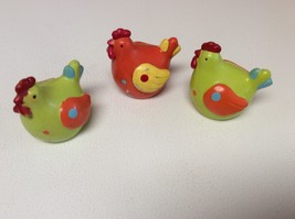 Set of 3 Roosters Poultry Chickens Heavy Solid Shelf Paper Weight 3&quot; Fig... - £7.83 GBP