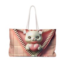 Personalised/Non-Personalised Weekender Bag, Cute Cat, Valentines Day, Large Wee - £39.08 GBP