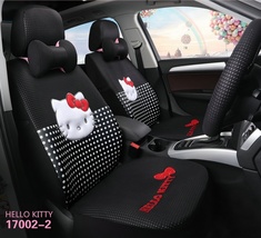 Hello Kitty Cartoon Car Seat Covers Set Universal Car Interior Full Set ... - £133.67 GBP