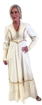 Vintage 70s Prairie WEDDING DRESS Boho  COTTAGE Core Gunne Look XS - $133.65