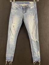 Blank NYC Jeans Womens 25 Blue Skinny Leg Low Rise Distressed Medium Wash Denim - £8.92 GBP