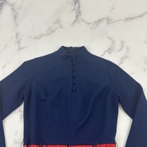 Bleeker Street Womens Vintage 70s Maxi Dress Size M Blue Red High Neck Tie Belt - £35.55 GBP