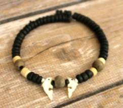 Brown Beaded Bracelet With Cream Stone Dolphin Charms Wired With Wire Clasp - £6.74 GBP