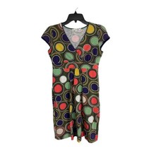 Boden Womens Dress Adult Size 4P Green Coral Polka Dot V Neck Short Sleeve - £22.96 GBP