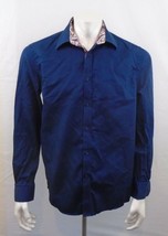 Report Collection Blue Long Sleeve Button Up Coordinating Flip Cuff Shirt Size L - £10.34 GBP