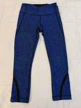 Lululemon On Track Tight Circuit Cerulean Blue Black Crop Leggings Size 2 - £16.95 GBP