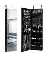 Wall and Door Mounted Mirrored Jewelry Cabinet with Lights-Black - Color... - $289.94 CAD